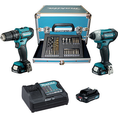 TRAPANO AVVIT BATTERIA KIT CLX228SAX2 MAKITA HP333D +TD110D VOLT 12X3 AH 2 +VALIGIA + PZ 24